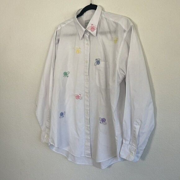 Las Olas Vintage Womens Rainbow Ladybug Button up Blouse Long Sleeve Size Large - Picture 10 of 11